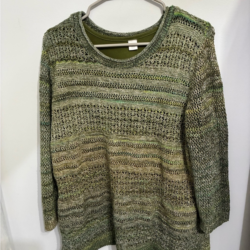 Christopher & Banks Olive Knit Women's Sweater with tank top